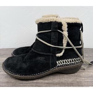 UGG Cove 5178 Women 9 Black Suede Shearling Ankle Boots